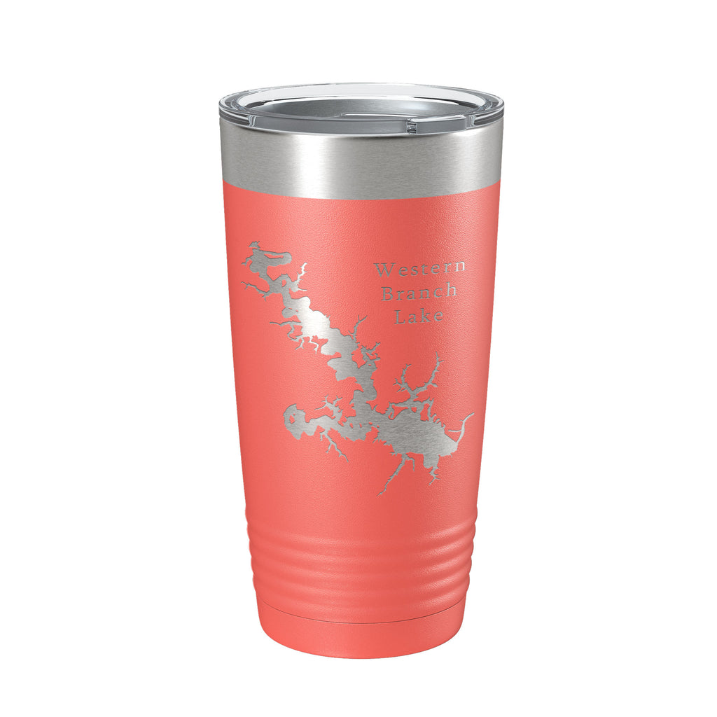 Western Branch Lake Reservoir Map Tumbler Travel Mug Insulated Laser Engraved Coffee Cup Suffolk Virginia 20 oz