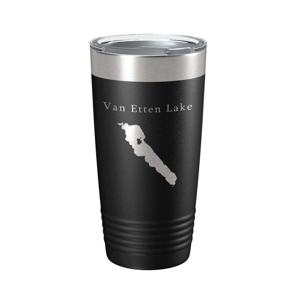 Van Etten Lake Map Tumbler Travel Mug Insulated Laser Engraved Coffee Cup Michigan 20 oz