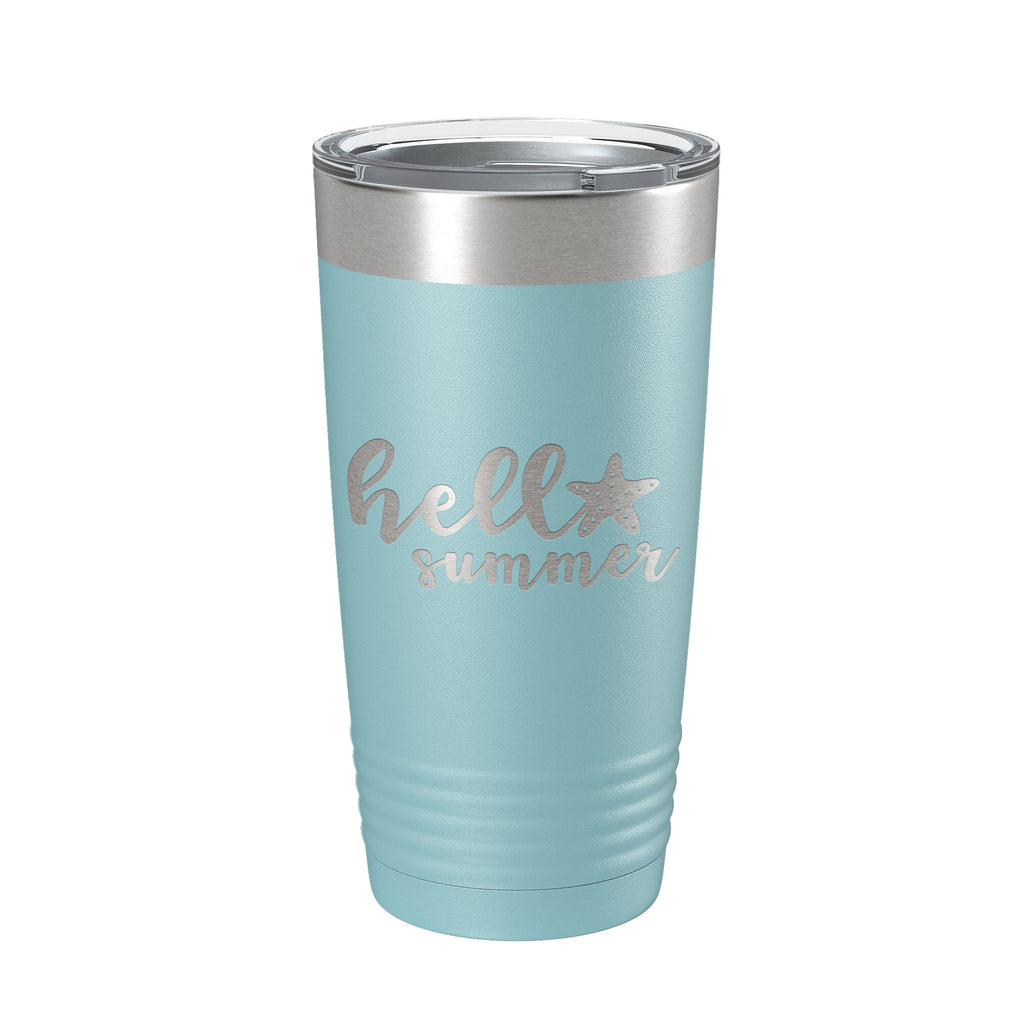 Hello Summer Tumbler Travel Mug Insulated Laser Engraved Coffee Cup 20 oz