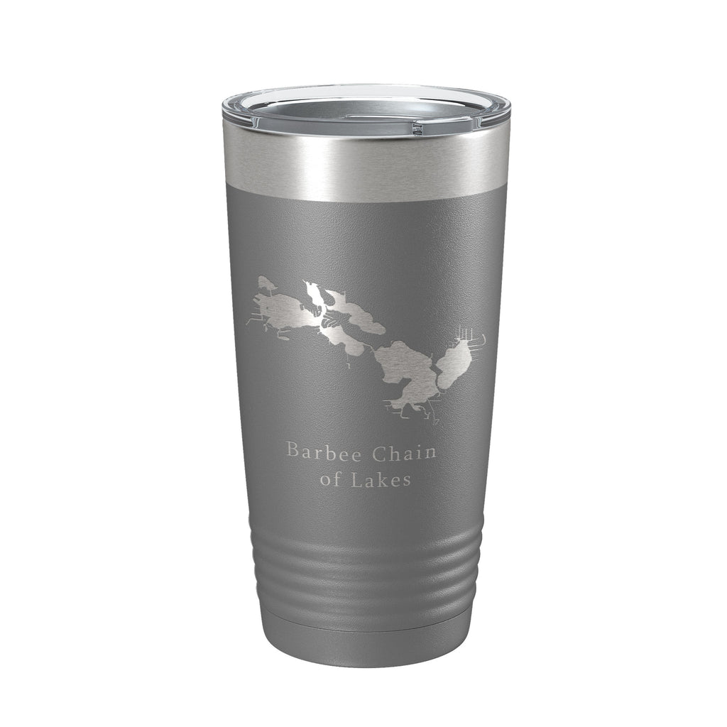 Barbee Chain of Lakes Map Tumbler Travel Mug Insulated Laser Engraved Coffee Cup Indiana 20 oz