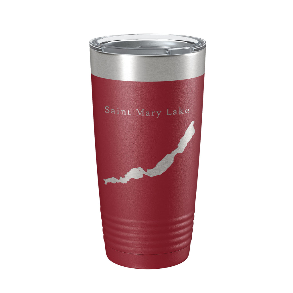 Saint Mary Lake Map Tumbler Travel Mug Insulated Laser Engraved Coffee Cup Glacier National Park Montana 20 oz