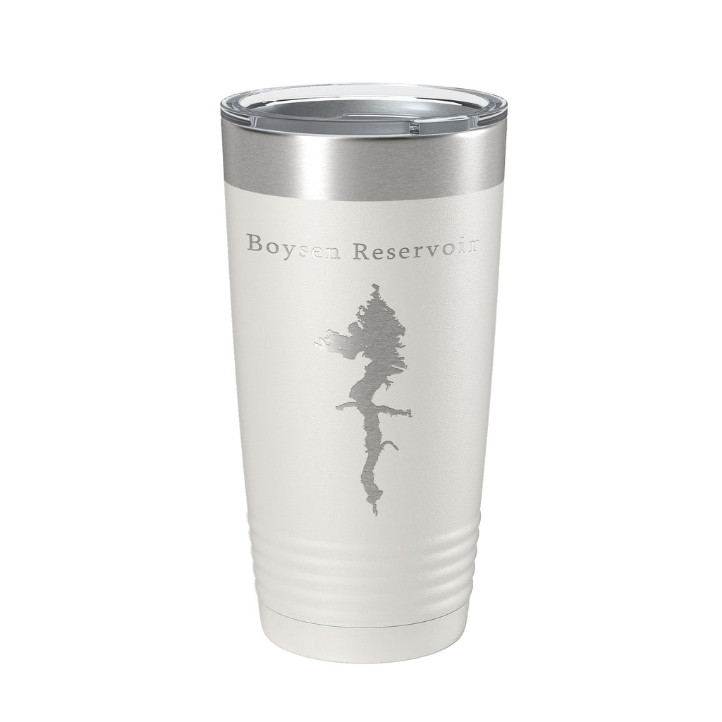 Boysen Reservoir Tumbler Lake Map Travel Mug Insulated Laser Engraved Coffee Cup Wyoming 20 oz