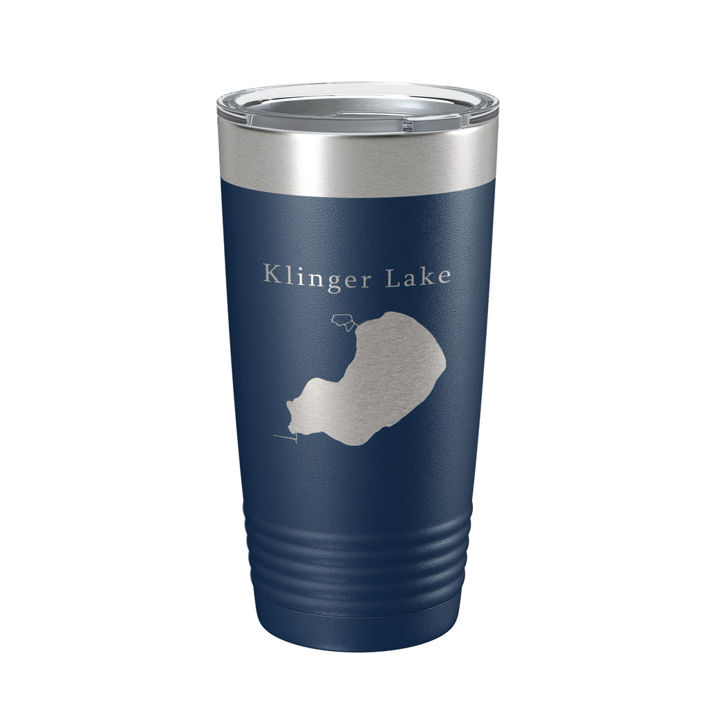 Klinger Lake Map Tumbler Travel Mug Insulated Laser Engraved Coffee Cup Michigan 20 oz