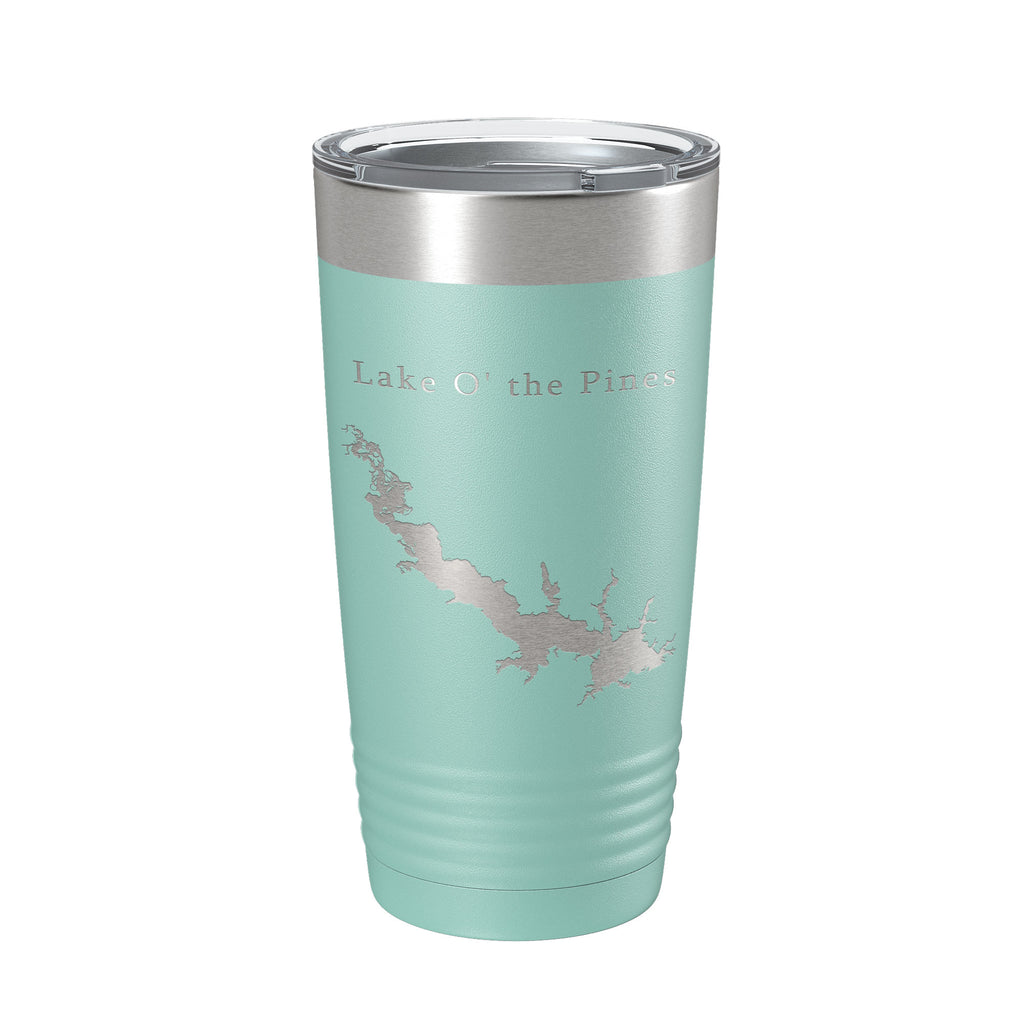 Lake O' the Pines Map Tumbler Travel Mug Insulated Laser Engraved Coffee Cup Texas 20 oz