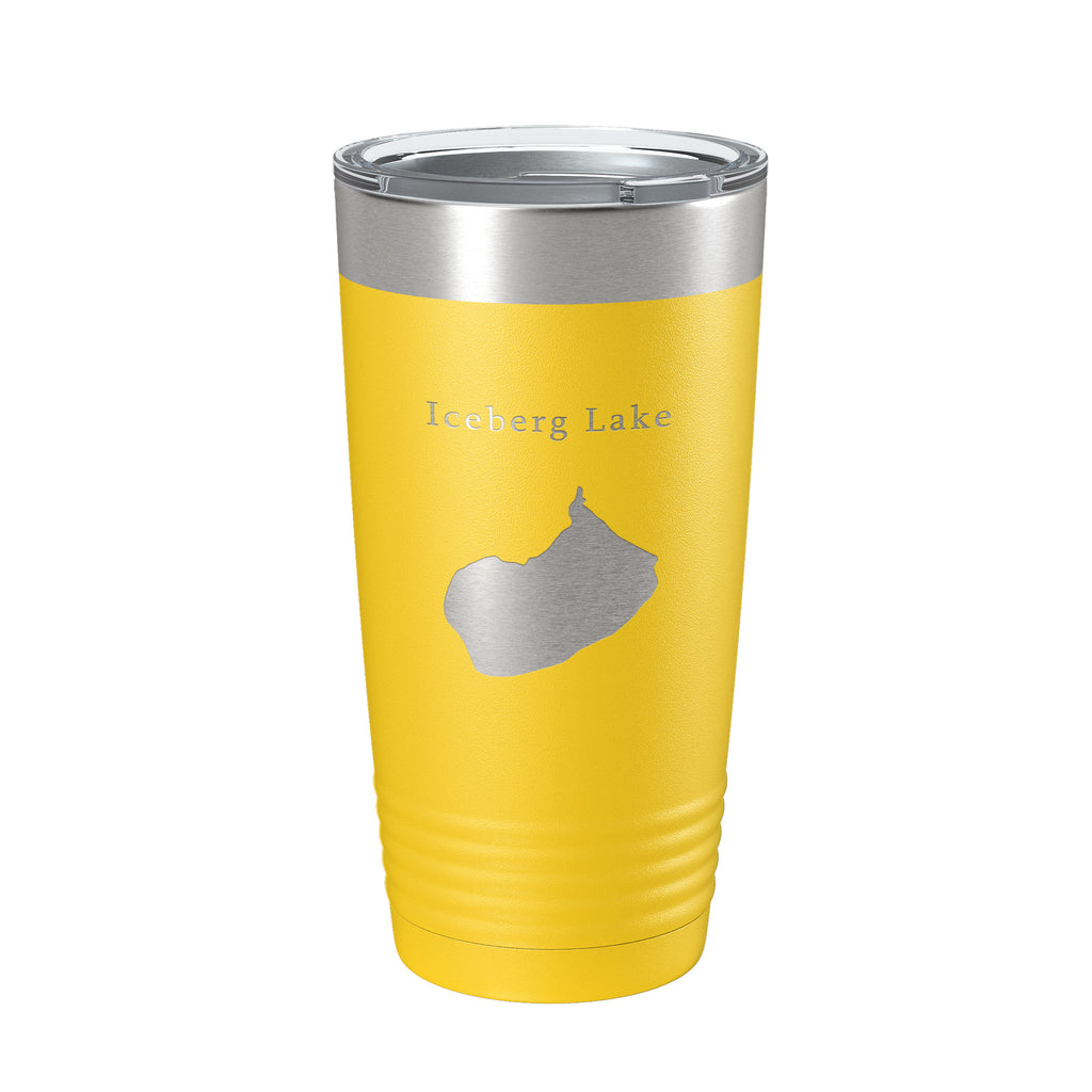 Iceberg Lake Map Tumbler Travel Mug Insulated Laser Engraved Coffee Cup Montana 20 oz