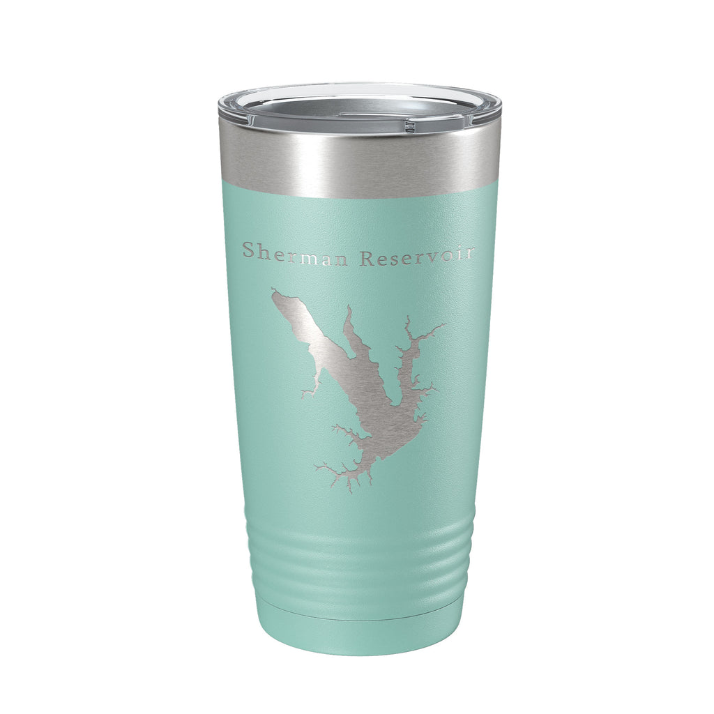 Sherman Reservoir Tumbler Lake Map Travel Mug Insulated Laser Engraved Coffee Cup Nebraska 20 oz