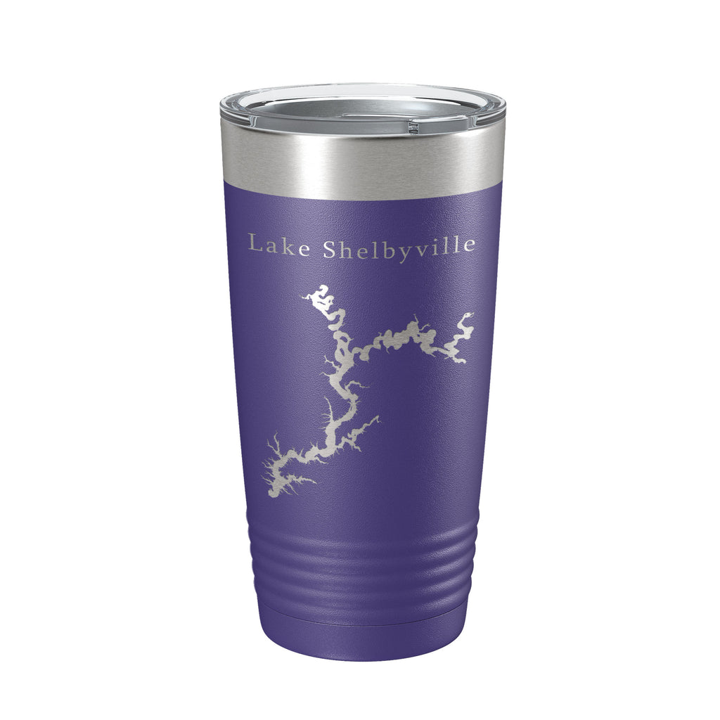 Lake Shelbyville Map Tumbler Travel Mug Insulated Laser Engraved Coffee Cup Illinois 20 oz