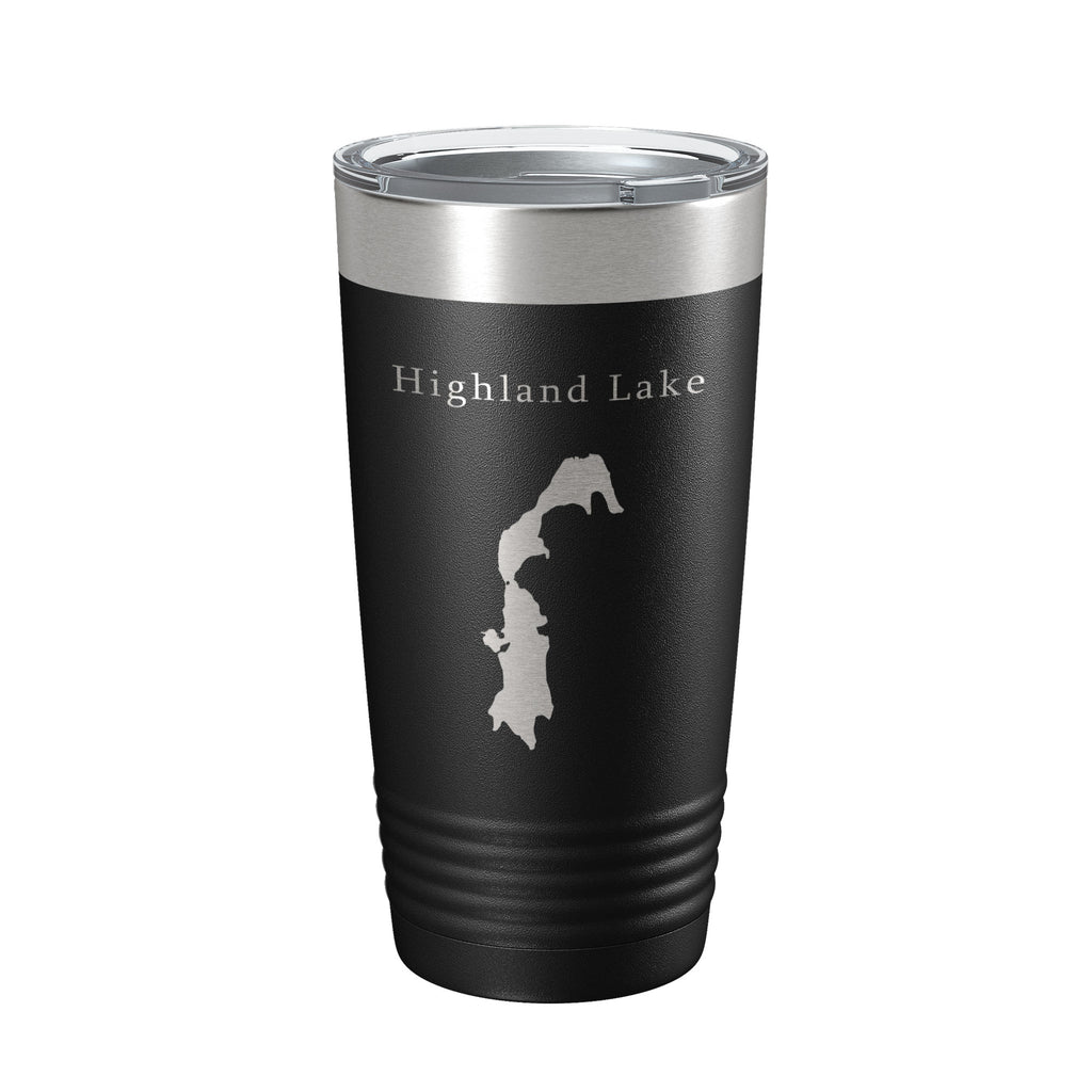 Highland Lake Map Tumbler Travel Mug Insulated Laser Engraved Coffee Cup Connecticut 20 oz
