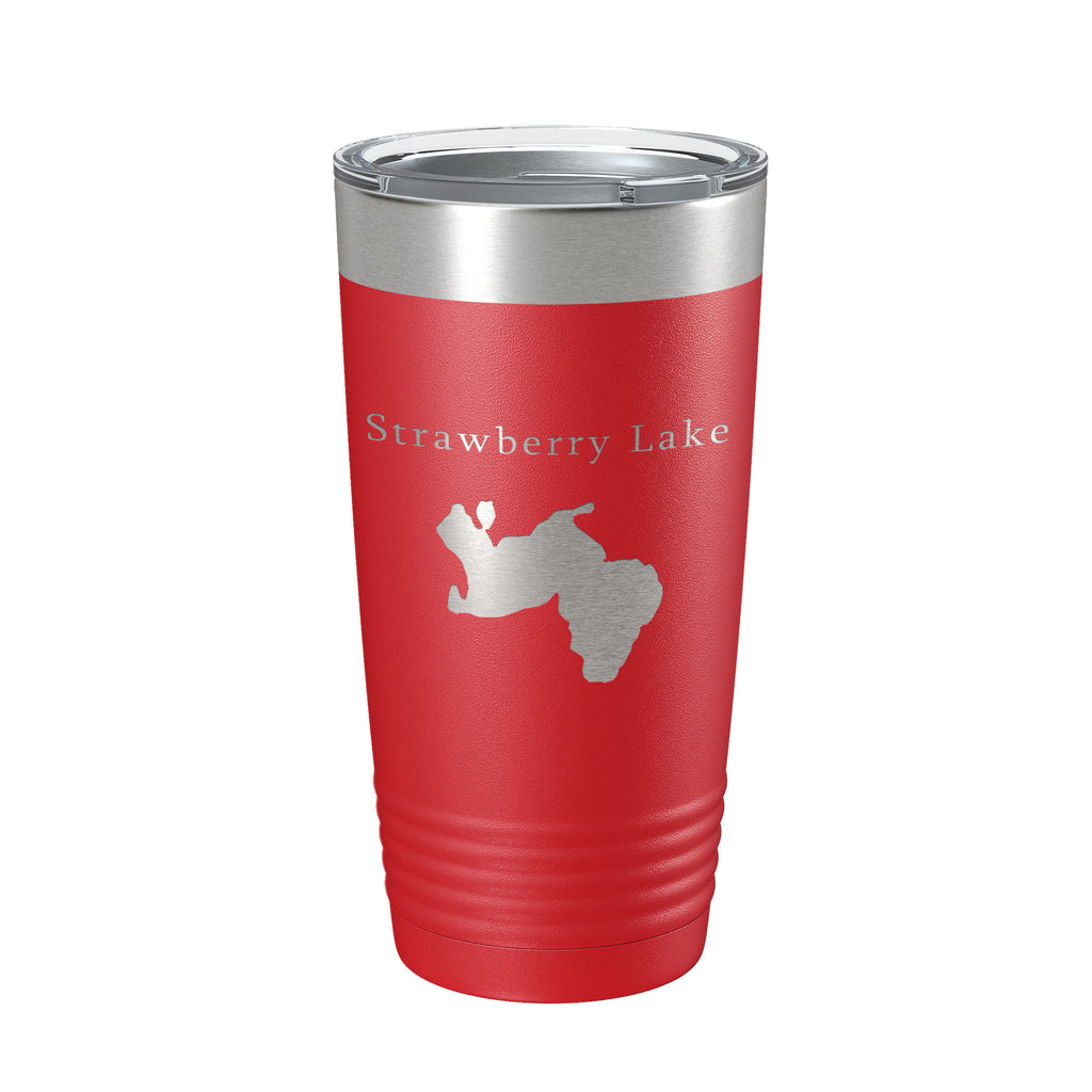 Strawberry Lake Map Tumbler Travel Mug Insulated Laser Engraved Coffee Cup Huron River Chain of Lakes Michigan 20 oz