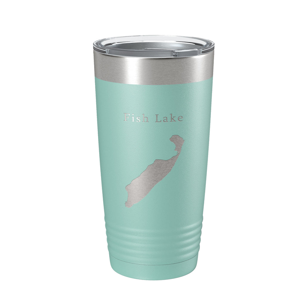 Fish Lake Map Tumbler Travel Mug Insulated Laser Engraved Coffee Cup Utah 20 oz