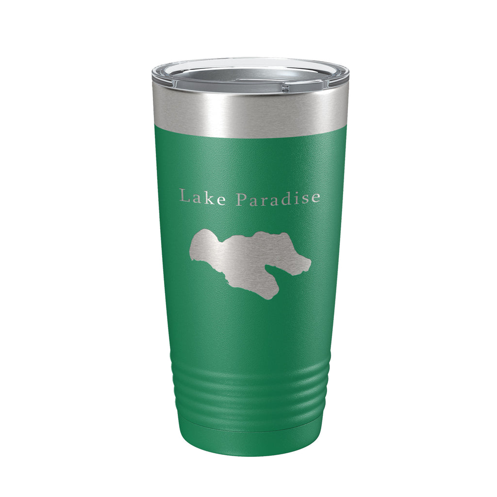 Lake Paradise Map Tumbler Travel Mug Insulated Laser Engraved Coffee Cup Michigan 20 oz