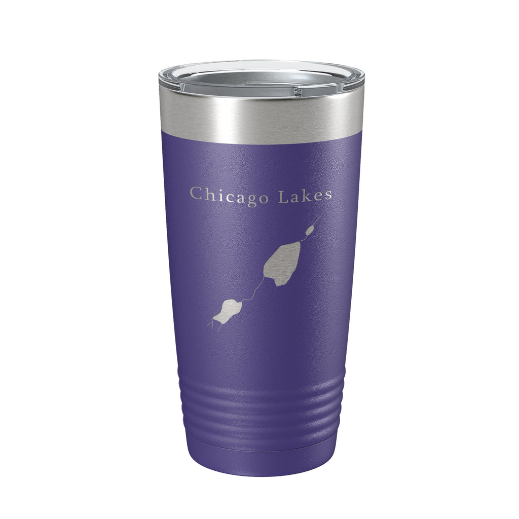 Chicago Lakes Map Tumbler Travel Mug Insulated Laser Engraved Coffee Cup Colorado 20 oz