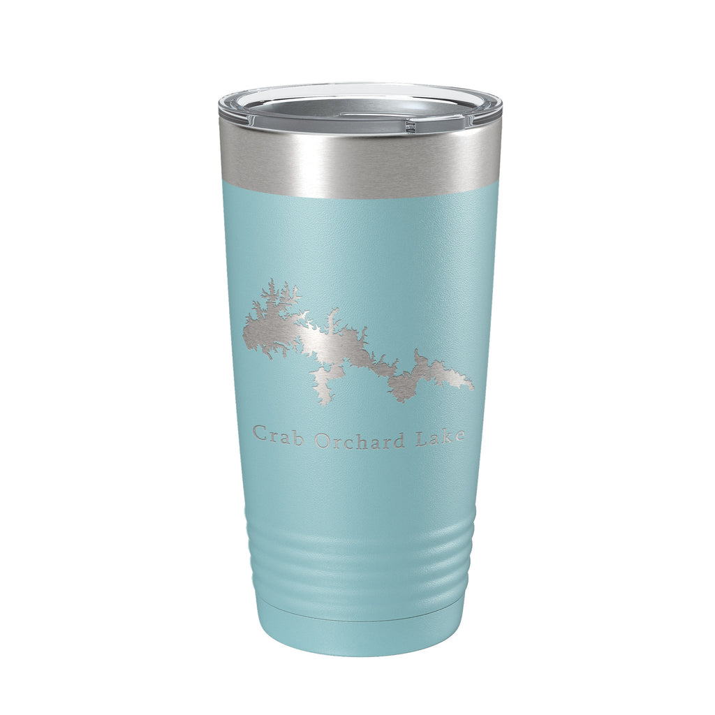 Crab Orchard Lake Map Tumbler Travel Mug Insulated Laser Engraved Coffee Cup Illinois 20 oz