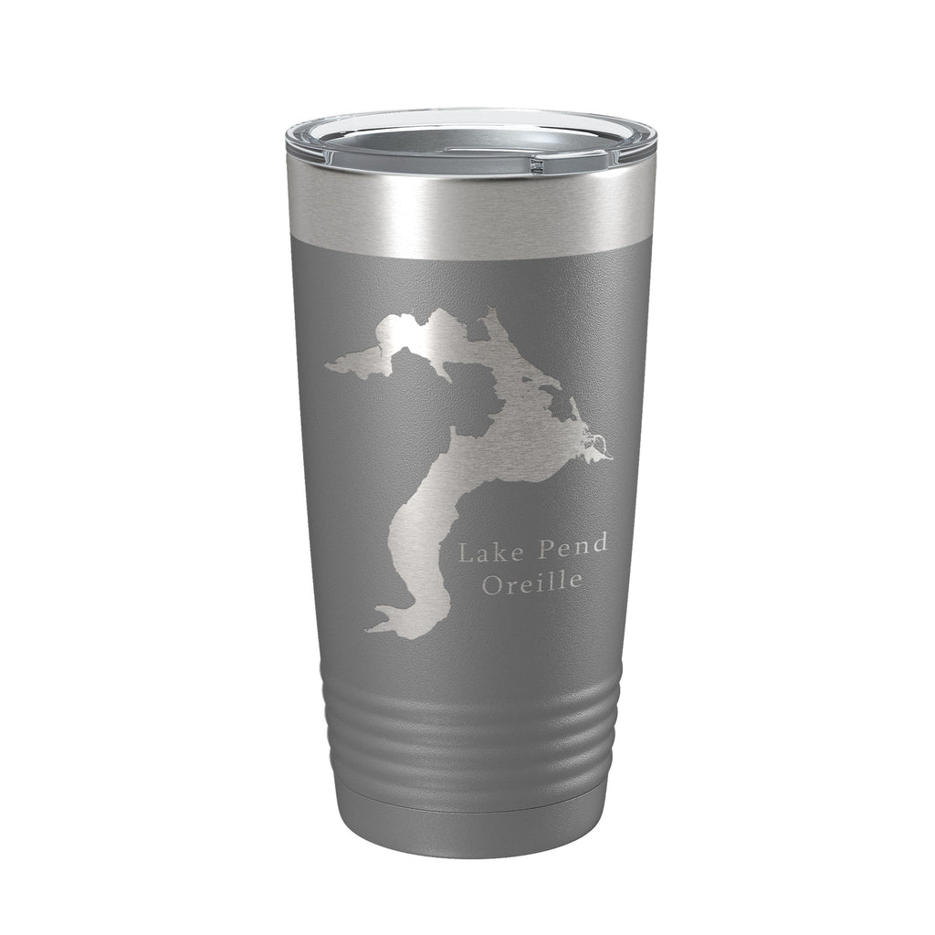 Lake Pend Oreille Map Tumbler Travel Mug Insulated Laser Engraved Coffee Cup Idaho 20 oz