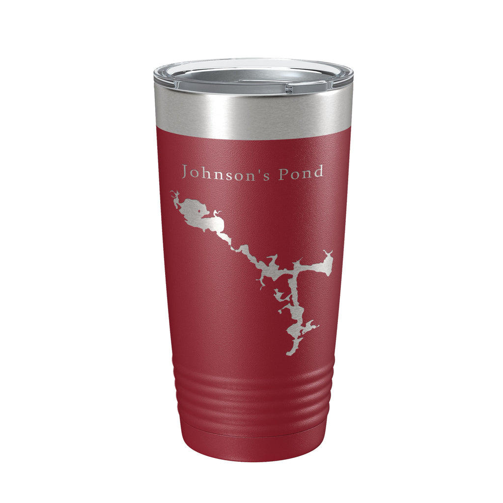 Johnson's Pond Tumbler Lake Map Travel Mug Insulated Laser Engraved Coffee Cup Rhode Island 20 oz