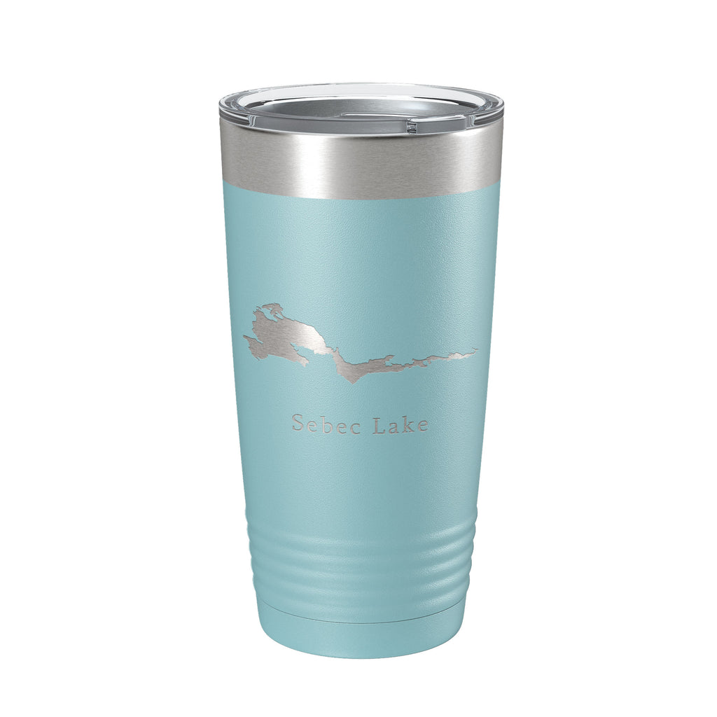 Sebec Lake Map Tumbler Travel Mug Insulated Laser Engraved Coffee Cup Maine 20 oz
