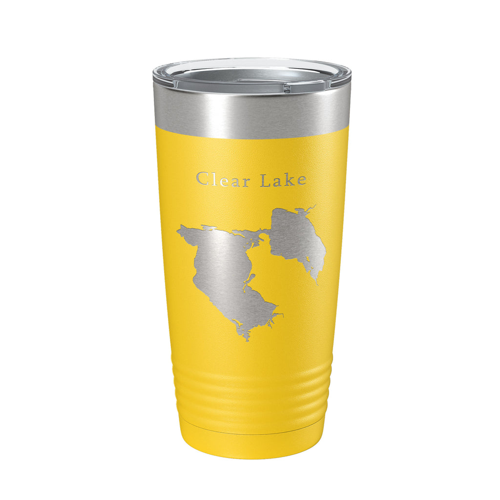 Clear Lake Reservoir Map Tumbler Travel Mug Insulated Laser Engraved Coffee Cup California 20 oz