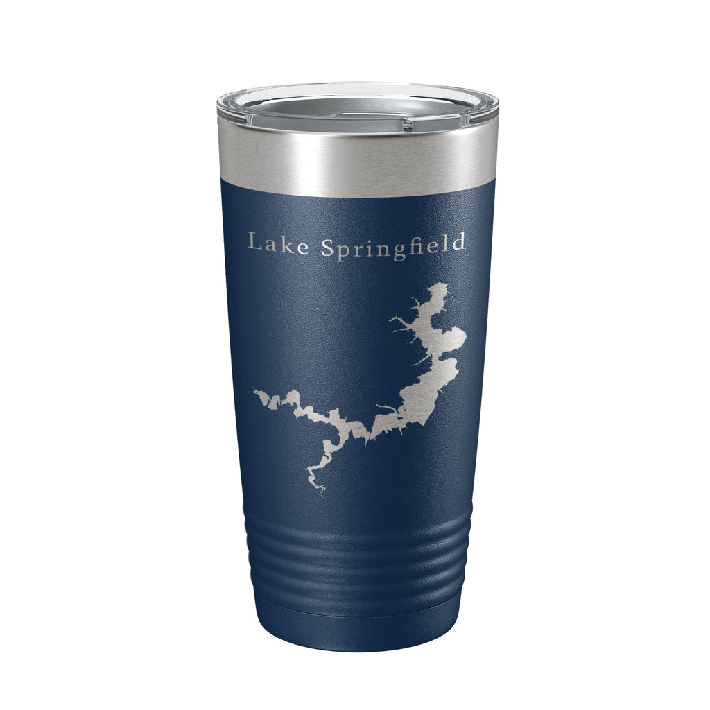 Lake Springfield Map Tumbler Travel Mug Insulated Laser Engraved Coffee Cup Illinois 20 oz