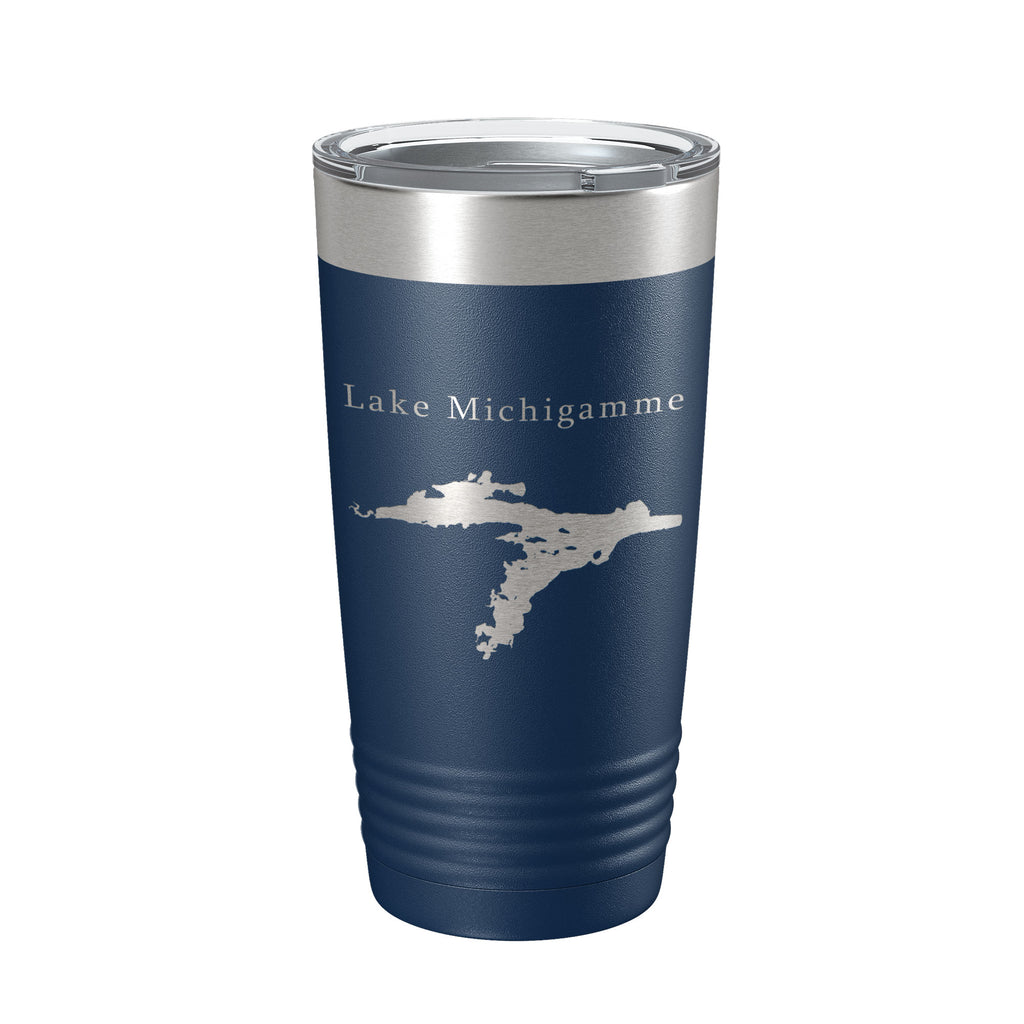 Lake Michigamme Map Tumbler Travel Mug Insulated Laser Engraved Coffee Cup Michigan 20 oz