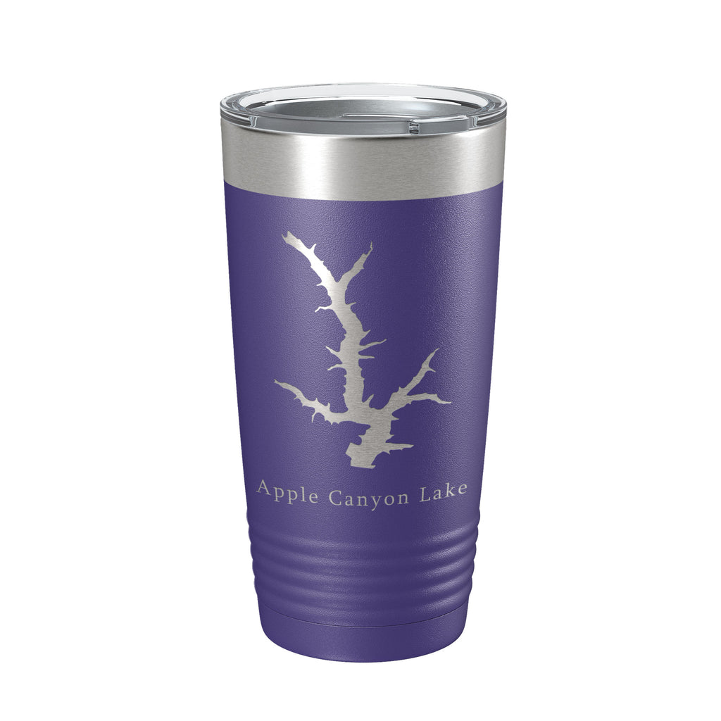 Apple Canyon Lake Map Tumbler Travel Mug Insulated Laser Engraved Coffee Cup Illinois 20 oz