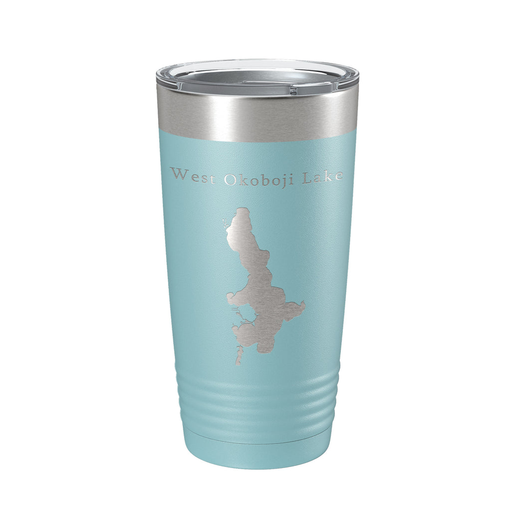 West Okoboji Lake Map Tumbler Travel Mug Insulated Laser Engraved Coffee Cup Iowa 20 oz