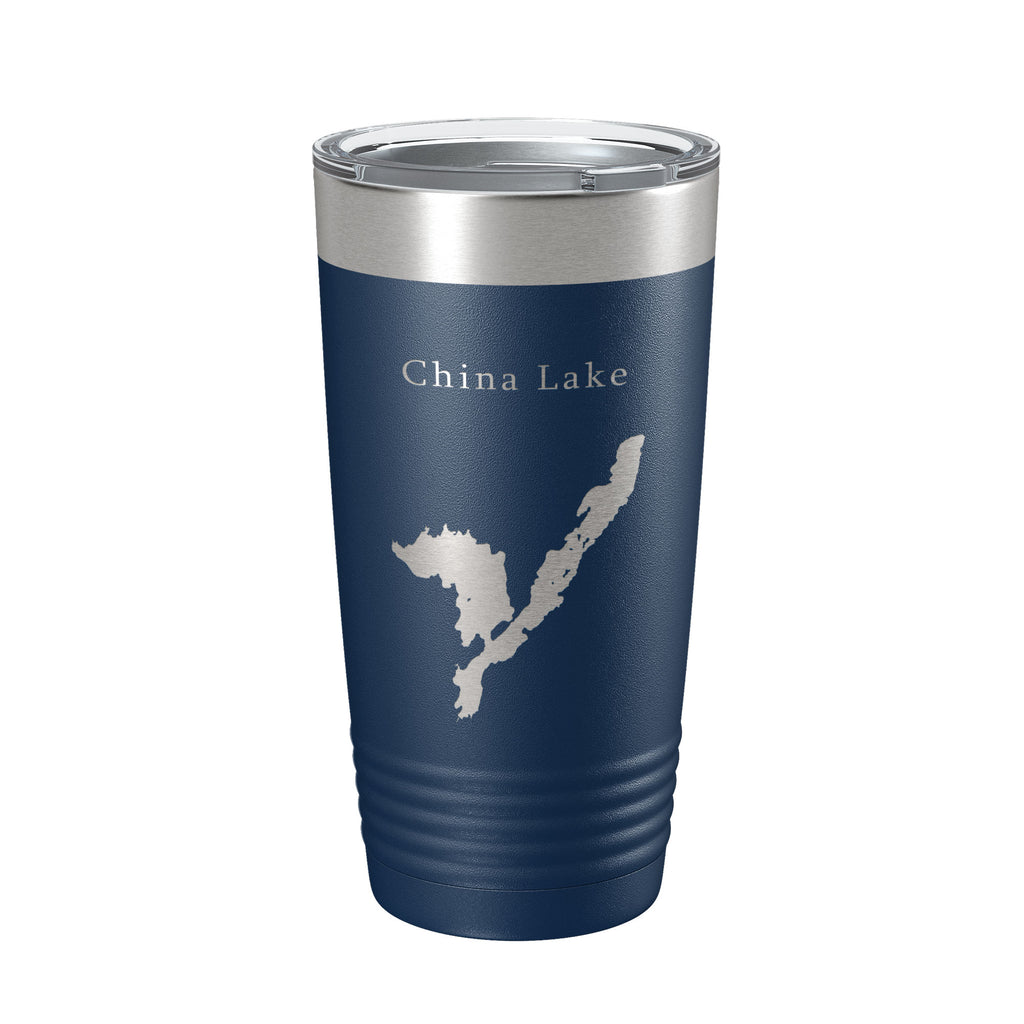 China Lake Map Tumbler Travel Mug Insulated Laser Engraved Coffee Cup Maine 20 oz