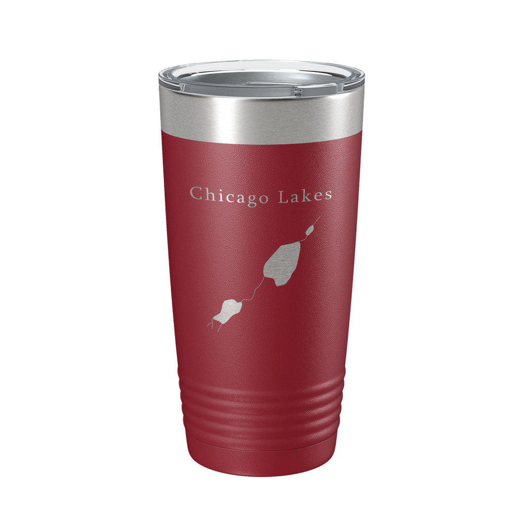 Chicago Lakes Map Tumbler Travel Mug Insulated Laser Engraved Coffee Cup Colorado 20 oz