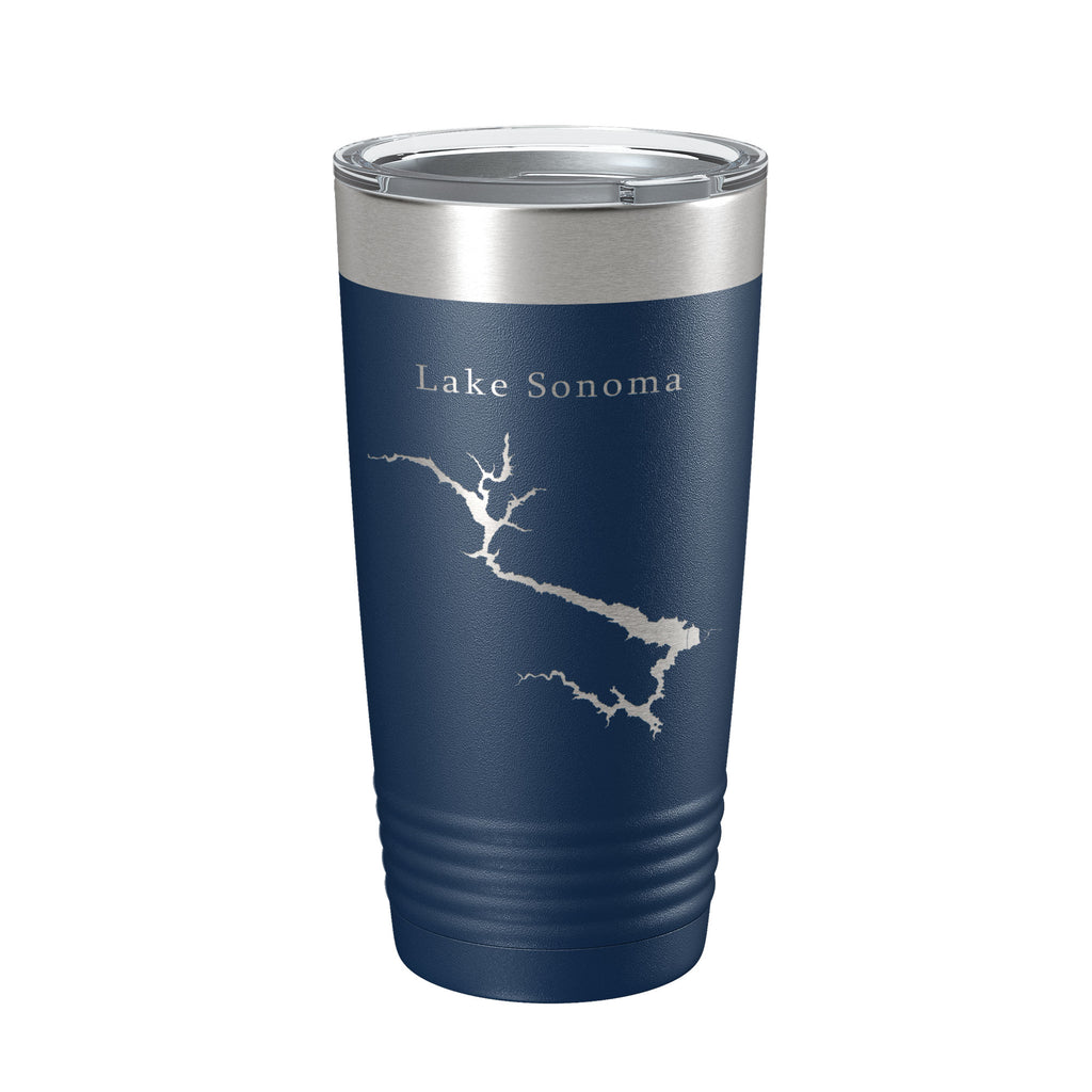 Lake Sonoma Map Tumbler Travel Mug Insulated Laser Engraved Coffee Cup California 20 oz