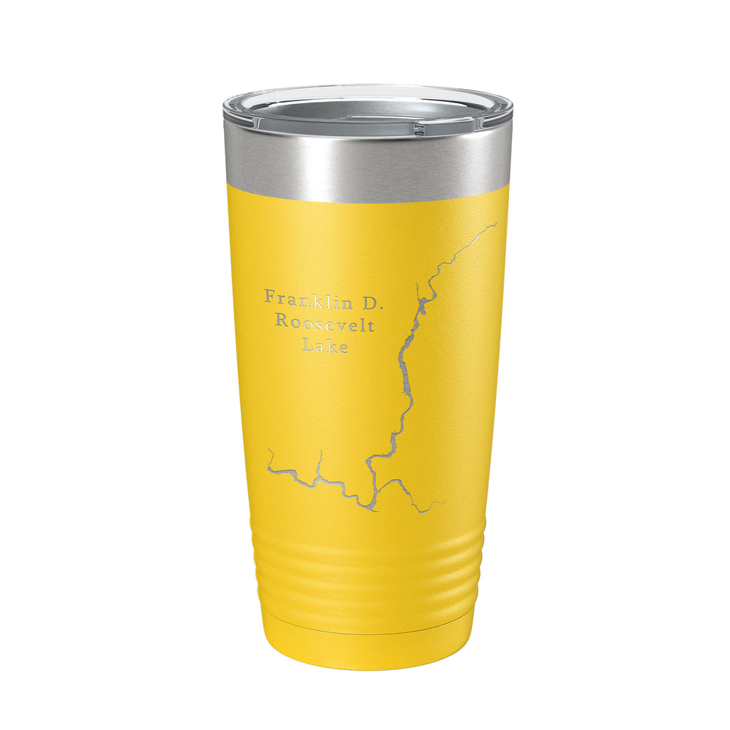 Franklin D. Roosevelt Lake Map Tumbler Travel Mug Insulated Laser Engraved Coffee Cup Washington 20 oz