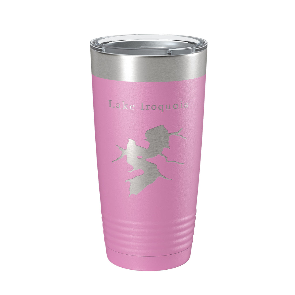 Lake Iroquois Map Tumbler Travel Mug Insulated Laser Engraved Coffee Cup Illinois 20 oz