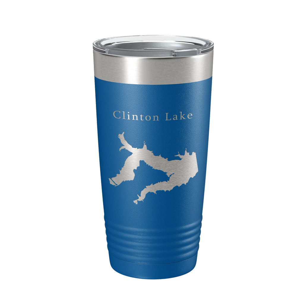 Clinton Lake Map Tumbler Travel Mug Insulated Laser Engraved Coffee Cup Kansas 20 oz