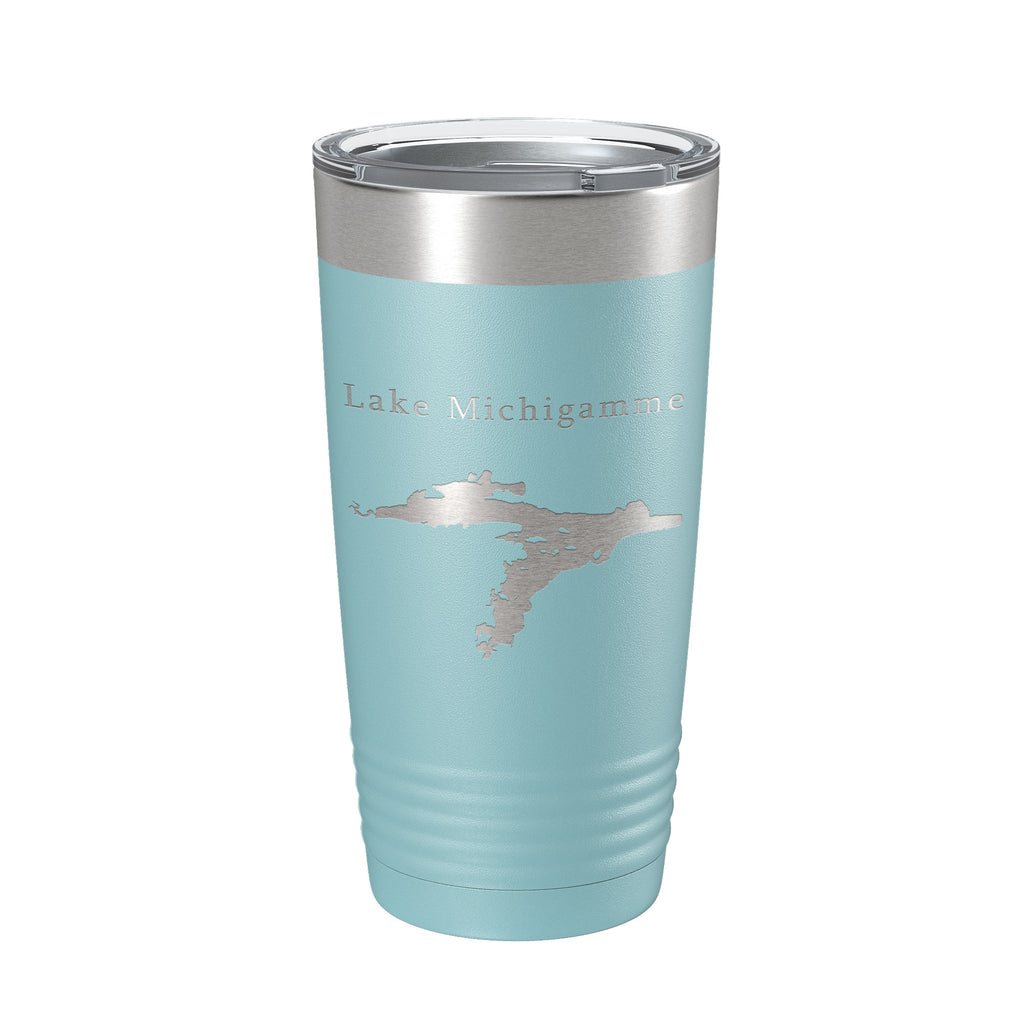Lake Michigamme Map Tumbler Travel Mug Insulated Laser Engraved Coffee Cup Michigan 20 oz