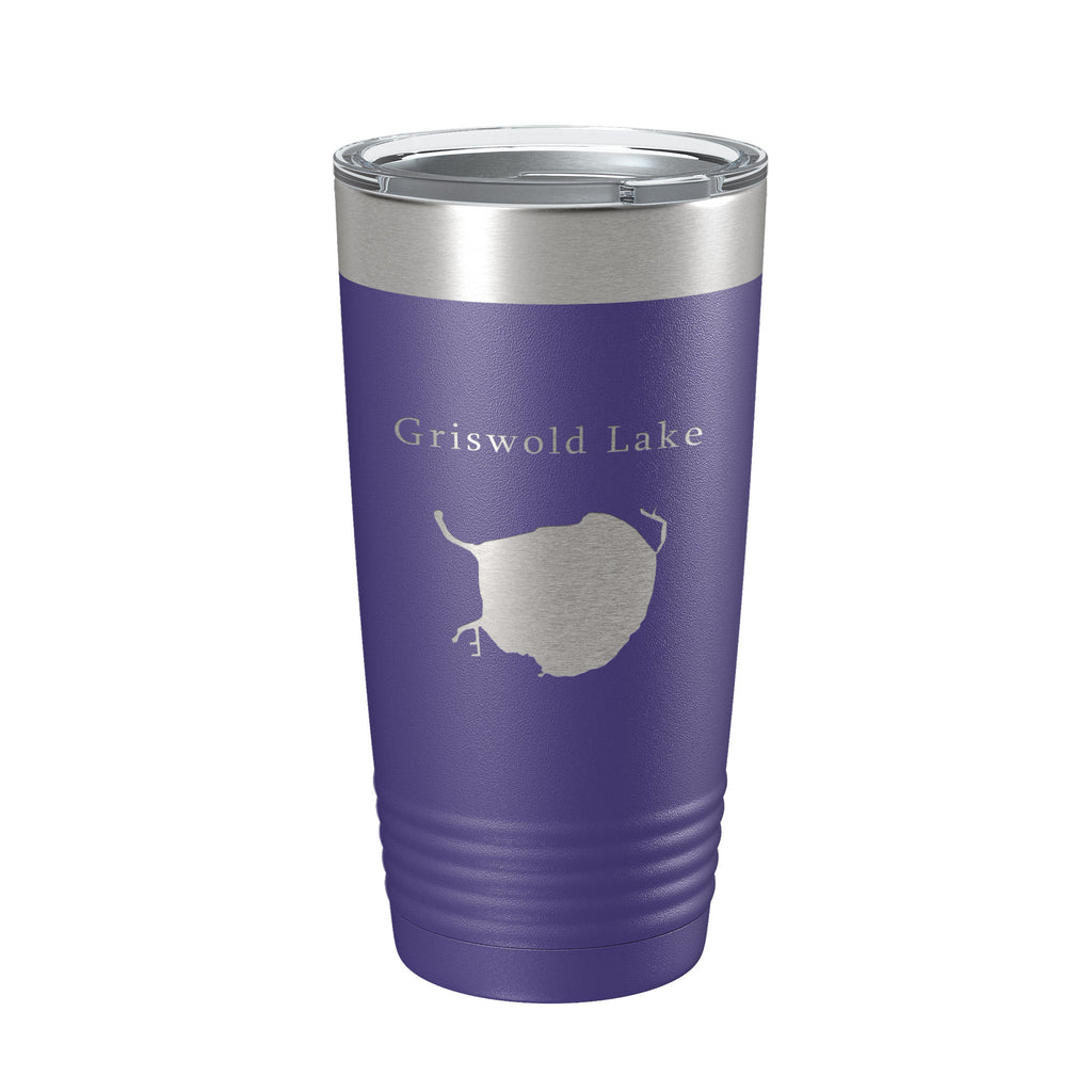 Griswold Lake Map Tumbler Travel Mug Insulated Laser Engraved Coffee Cup Illinois 20 oz
