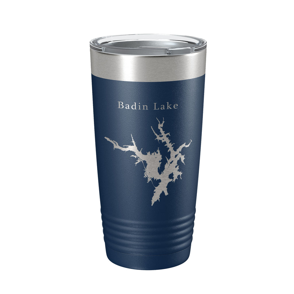 Badin Lake Map Tumbler Travel Mug Insulated Laser Engraved Coffee Cup North Carolina 20 oz