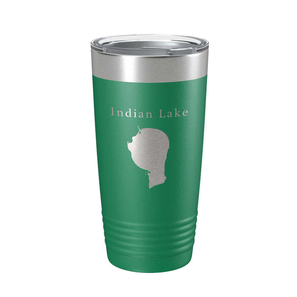Indian Lake Map Tumbler Travel Mug Insulated Laser Engraved Coffee Cup Silver Creek Township Michigan 20 oz