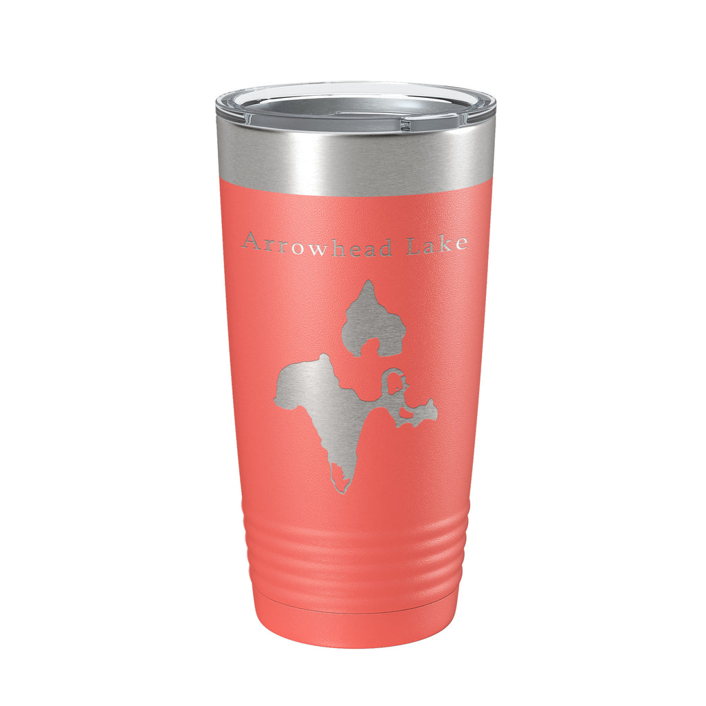 Arrowhead Lake Map Tumbler Travel Mug Insulated Laser Engraved Coffee Cup Poconos Pennsylvania 20 oz