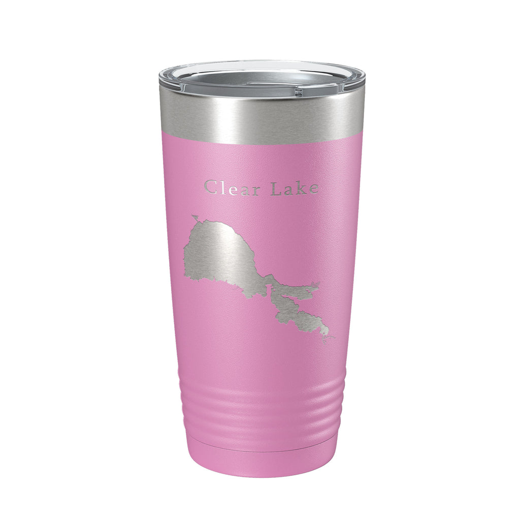 Clear Lake Map Tumbler Travel Mug Insulated Laser Engraved Coffee Cup California 20 oz