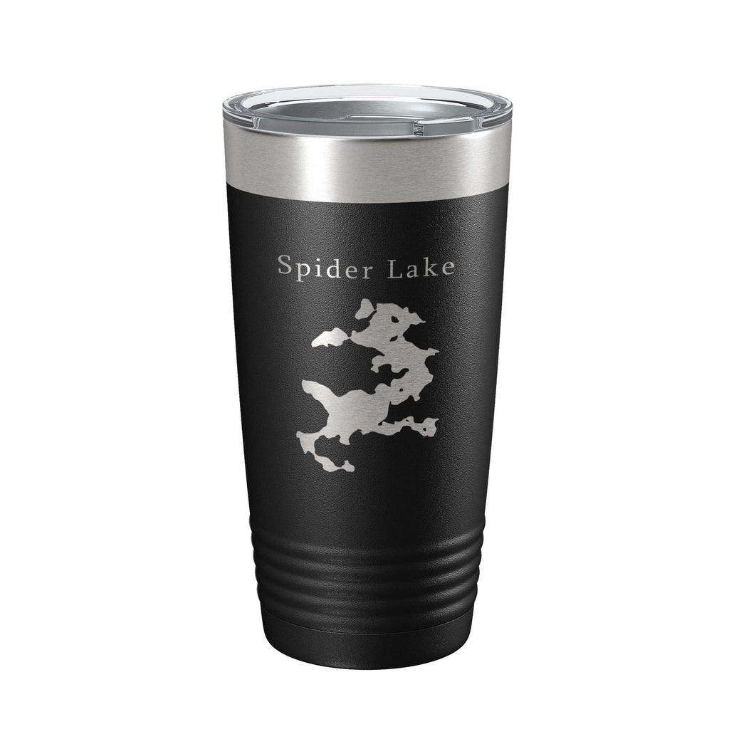 Spider Lake Map Tumbler Travel Mug Insulated Laser Engraved Coffee Cup Michigan 20 oz