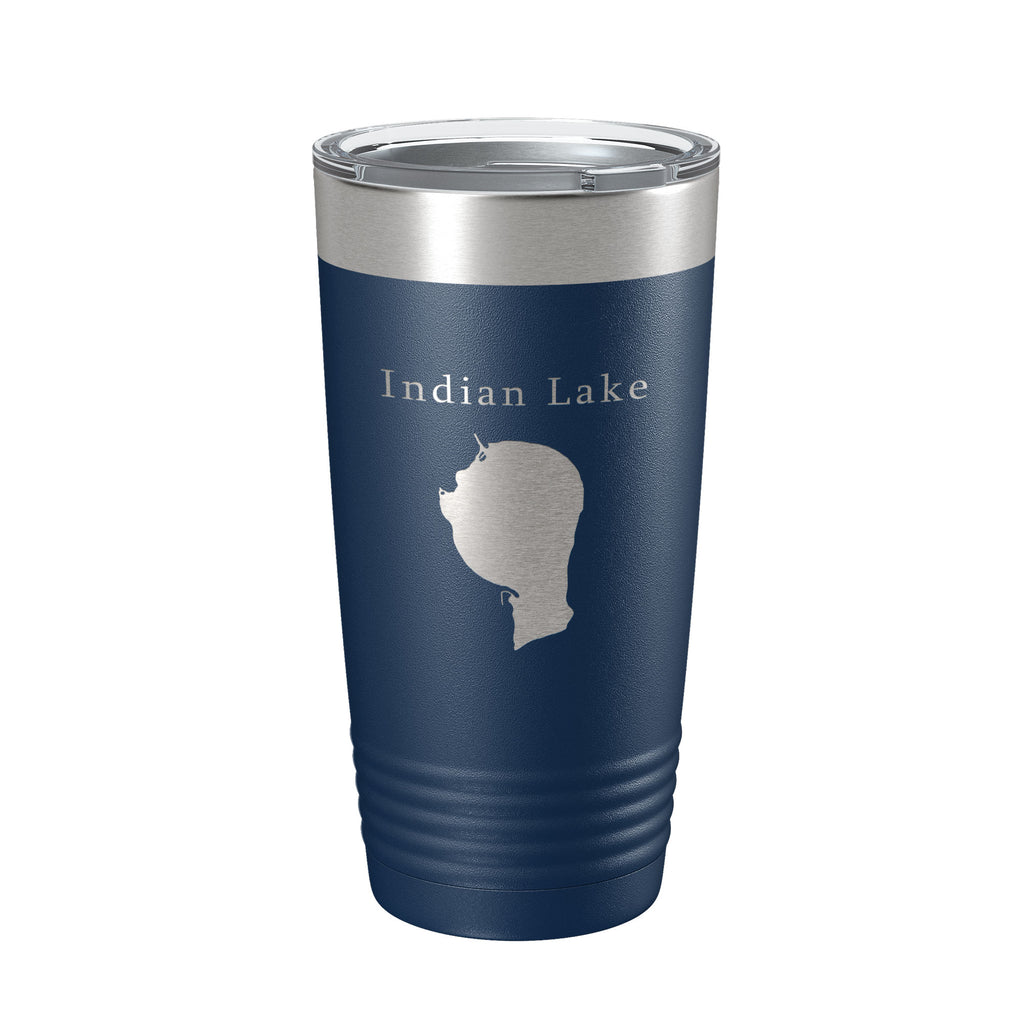 Indian Lake Map Tumbler Travel Mug Insulated Laser Engraved Coffee Cup Silver Creek Township Michigan 20 oz
