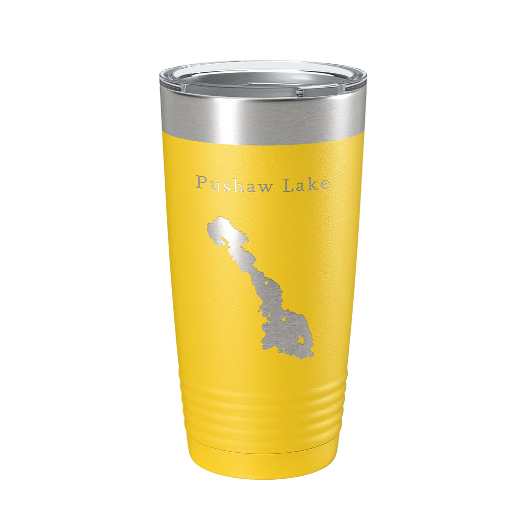 Pushaw Lake Map Tumbler Travel Mug Insulated Laser Engraved Coffee Cup Maine 20 oz