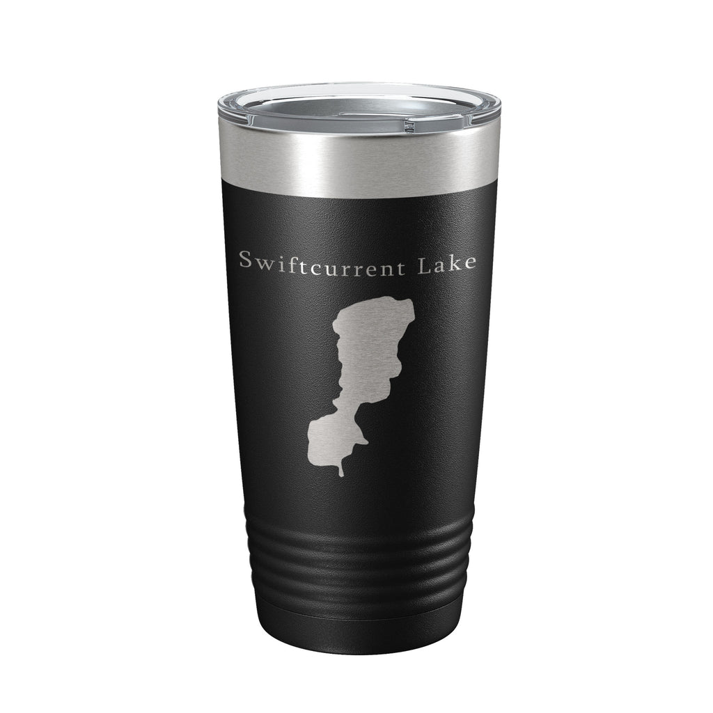 Swiftcurrent Lake Map Tumbler Travel Mug Insulated Laser Engraved Coffee Cup Montana 20 oz