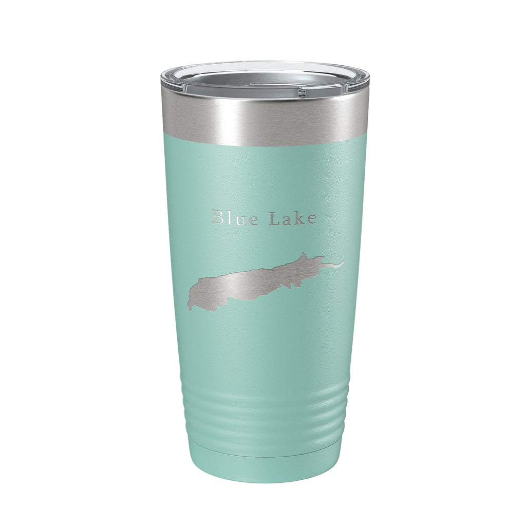 Blue Lake Map Tumbler Travel Mug Insulated Laser Engraved Coffee Cup Alaska 20 oz