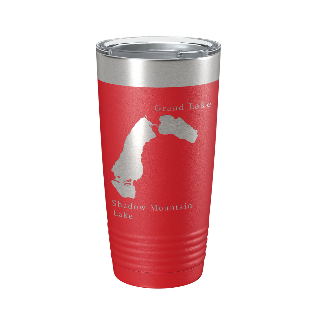 Shadow Mountain & Grand Lakes Map Tumbler Travel Mug Insulated Laser Engraved Coffee Cup Colorado 20 oz