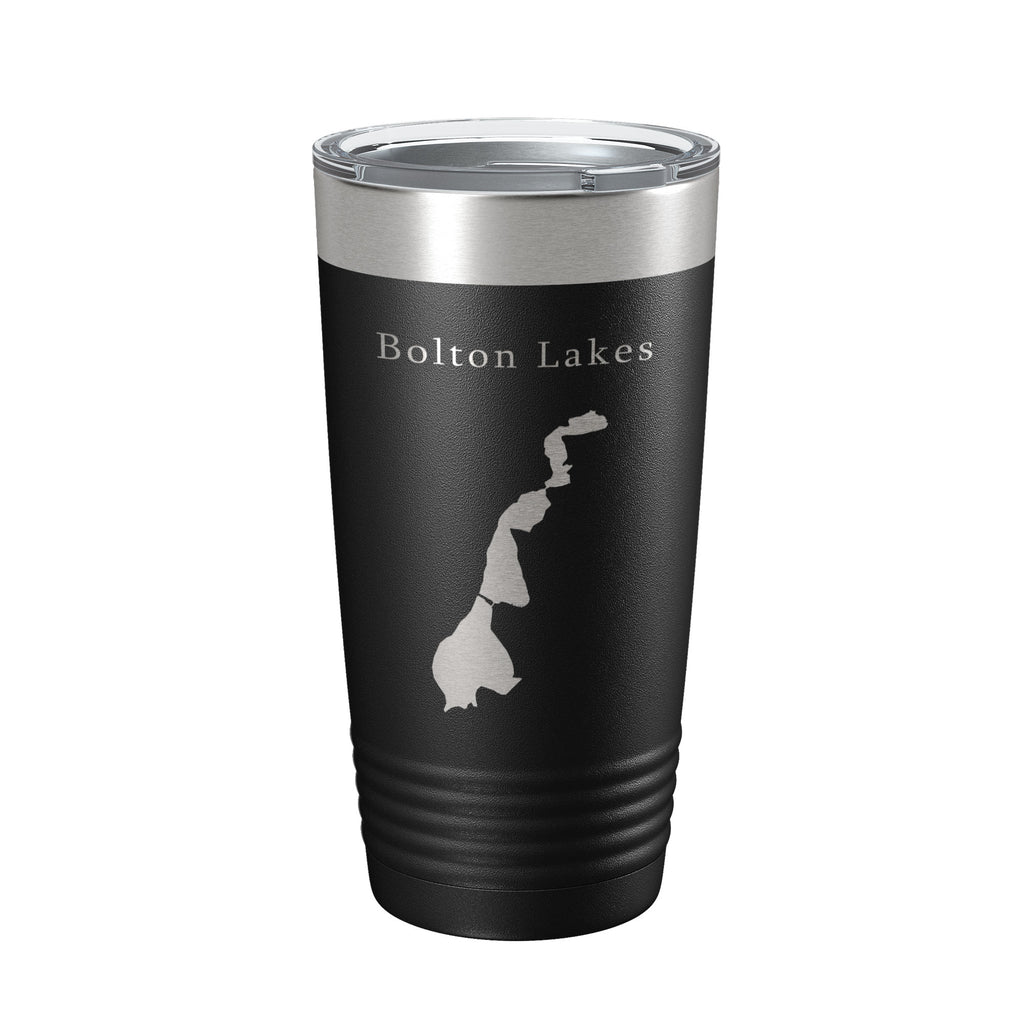 Bolton Lakes Upper Middle Lower Map Tumbler Travel Mug Insulated Laser Engraved Coffee Cup Connecticut 20 oz