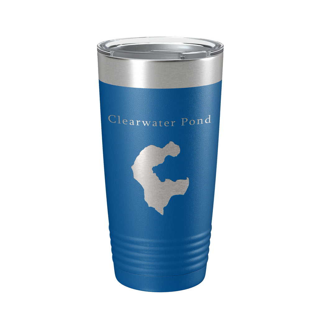 Clearwater Pond Lake Map Tumbler Travel Mug Insulated Laser Engraved Coffee Cup Maine 20 oz