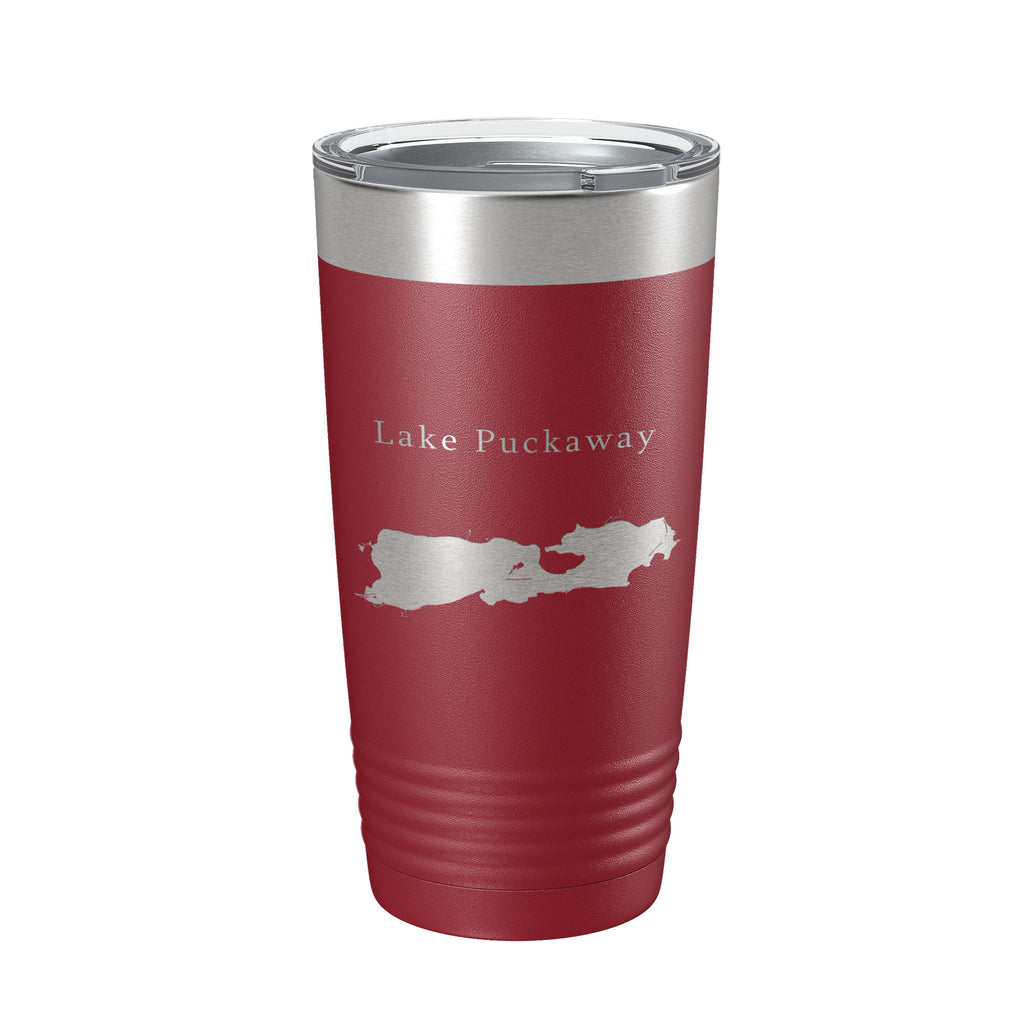 Lake Puckaway Map Tumbler Travel Mug Insulated Laser Engraved Coffee Cup Wisconsin 20 oz
