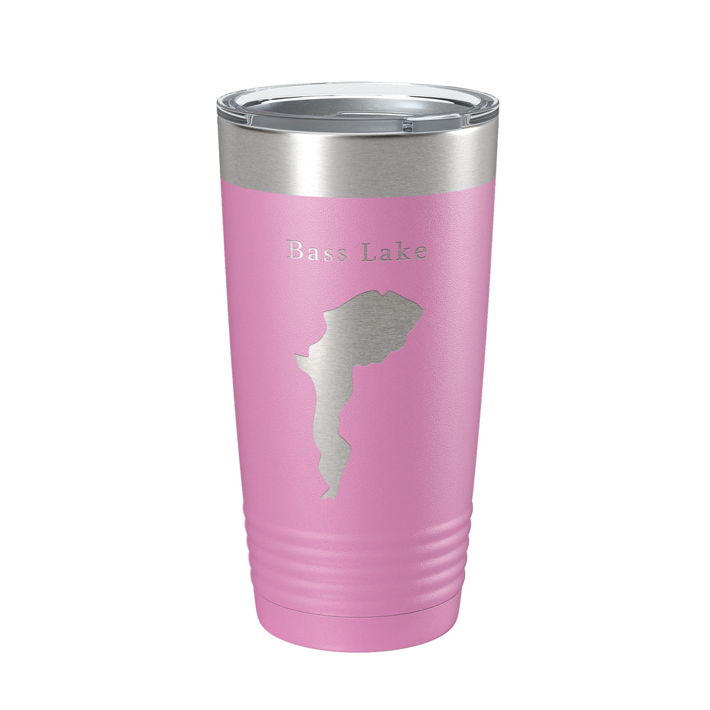Bass Lake Map Tumbler Travel Mug Insulated Laser Engraved Coffee Cup North Carolina 20 oz
