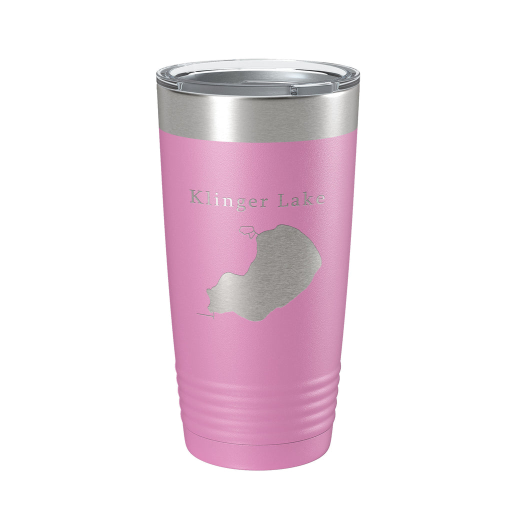 Klinger Lake Map Tumbler Travel Mug Insulated Laser Engraved Coffee Cup Michigan 20 oz
