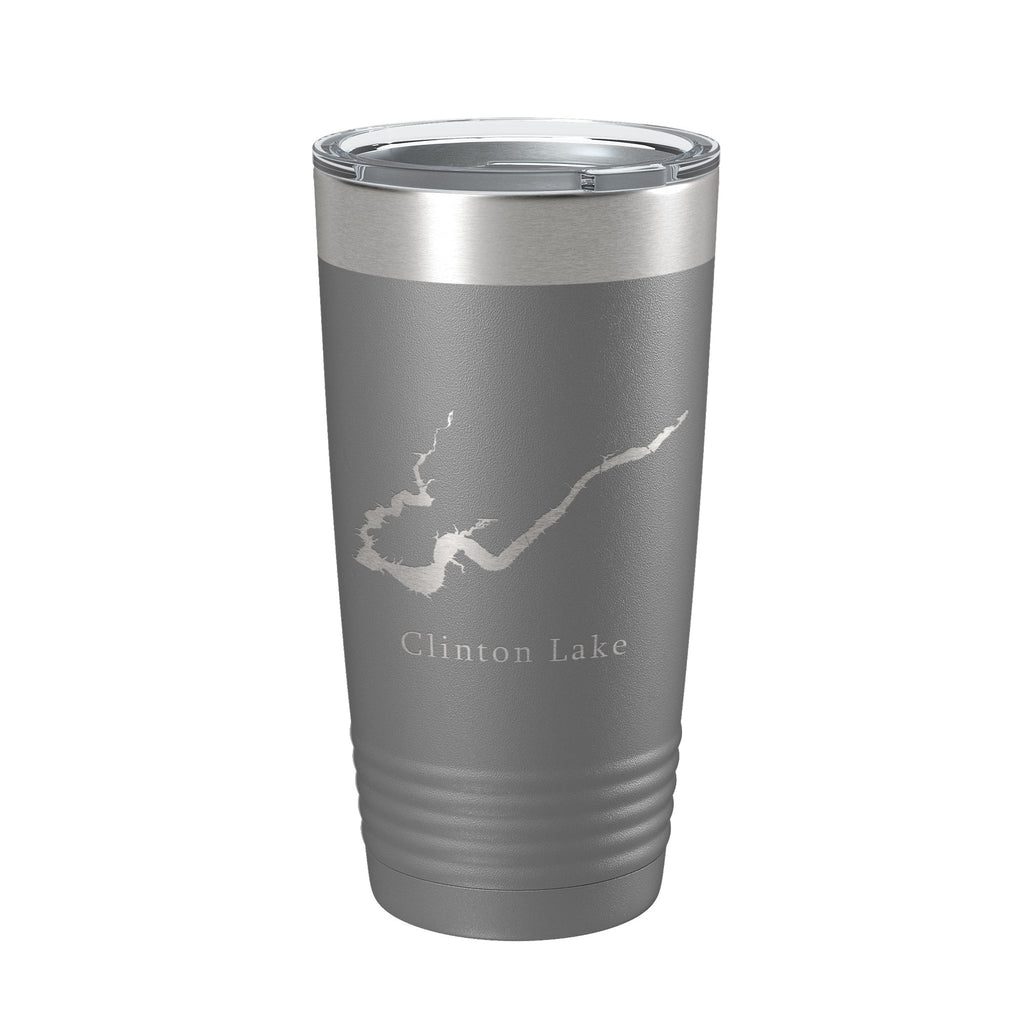 Clinton Lake Map Tumbler Travel Mug Insulated Laser Engraved Coffee Cup Illinois 20 oz