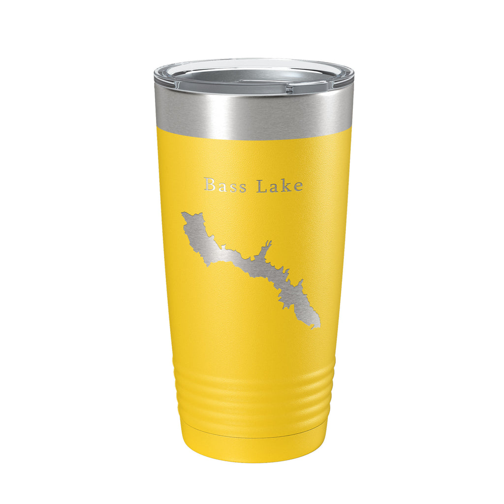 Bass Lake Map Tumbler Travel Mug Insulated Laser Engraved Coffee Cup California 20 oz